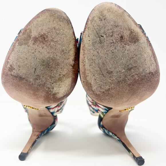 Prada Floral Leather Slingback Shoes - Picture 10 of 13